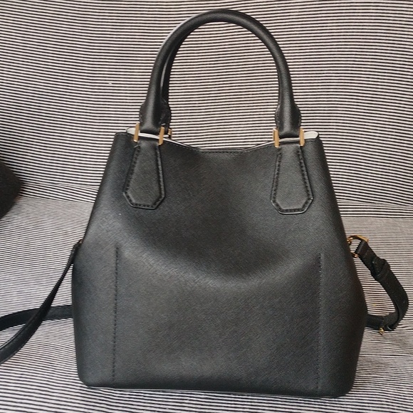Michael Kors black safianno leather Greenwich satchel bag with crossbody… - Picture 6 of 16